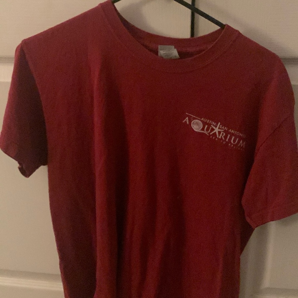 Red shirt with octopus on the back